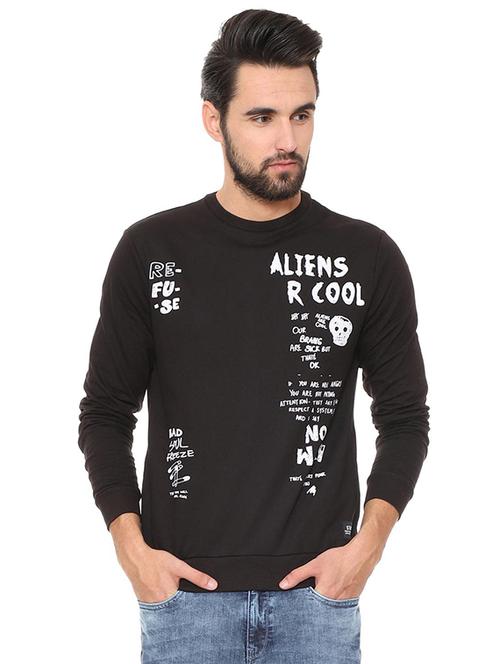 black cotton printed sweatshirt - 15842885 - Very Small Image - 1
