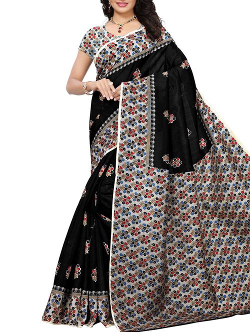 floral print maysore art silk saree with blouse - 15843231 - Very Small Image - 1