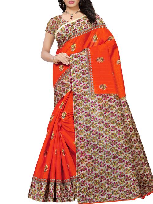 floral print maysore art silk saree with blouse - 15843232 - Very Small Image - 1