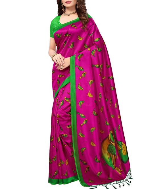 conversational printed maysore art silk saree with blouse - 15843672 - Very Small Image - 1