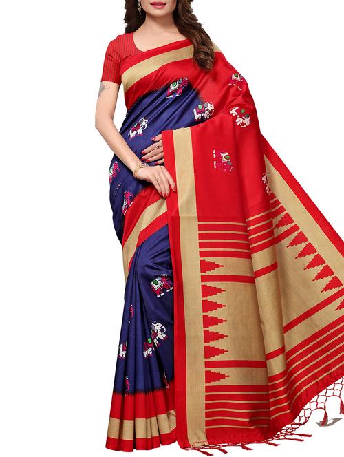 contrast border conversational printed maysore art silk saree with blouse - 15843688 - Very Small Image - 1