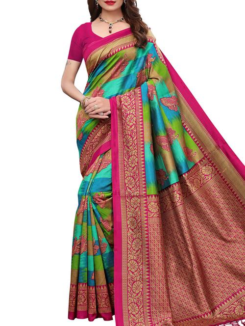 conversational printed maysore art silk saree with blouse - 15843713 - Very Small Image - 1