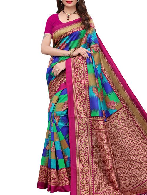 conversational printed maysore art silk saree with blouse - 15843715 - Very Small Image - 1