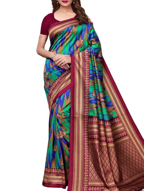 conversational printed maysore art silk saree with blouse - 15843717 - Very Small Image - 1