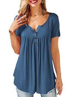 button detail gathered tunic - 15844143 - Very Small Image - 1