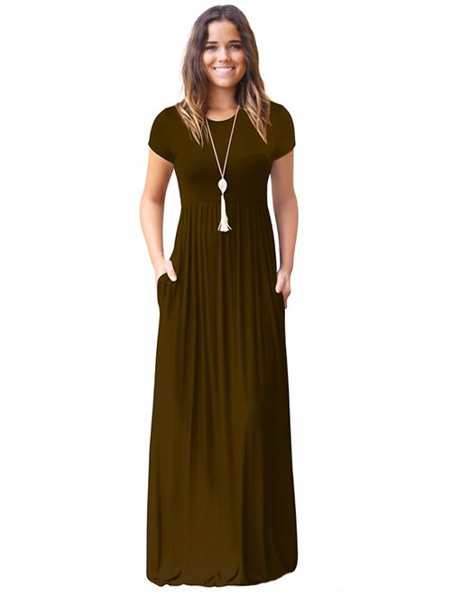 pocket detail gathered maxi dress - 15844181 - Very Small Image - 1
