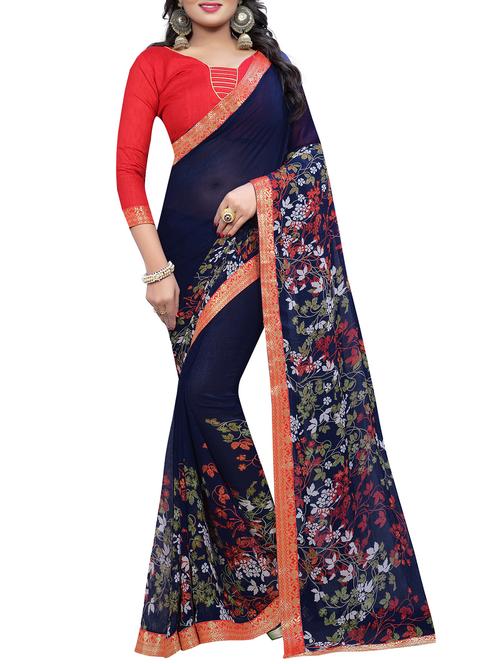 floral printed saree - 15844840 - Very Small Image - 1