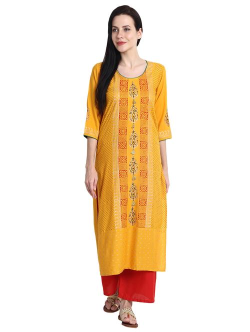block print straight kurta - 15845775 - Very Small Image - 1