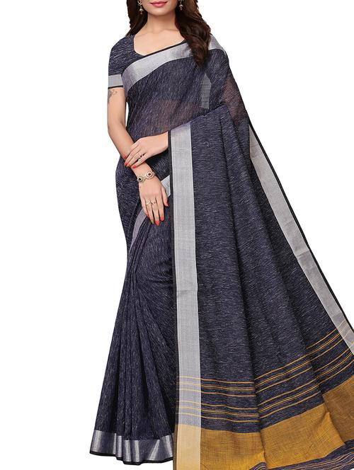 solid handloom saree with blouse - 15846274 - Very Small Image - 1