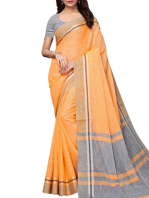 solid handloom saree with blouse - 15846291 - Very Small Image - 1