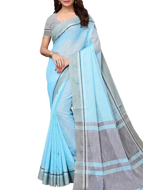 solid handloom saree with blouse - 15846294 - Very Small Image - 1