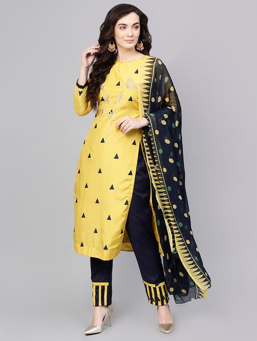 embroidered semi-stitched churidaar suit - 15846317 - Very Small Image - 1