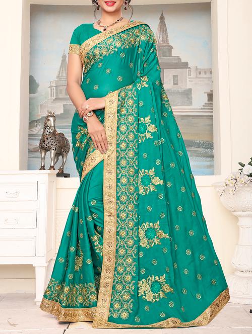 floral embroidered saree with blouse - 15846543 - Very Small Image - 1