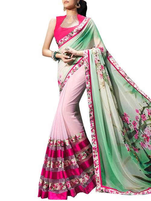 floral printed saree - 15846833 - Very Small Image - 1