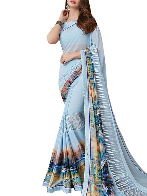 abstract printed saree with blouse - 15846842 - Very Small Image - 1
