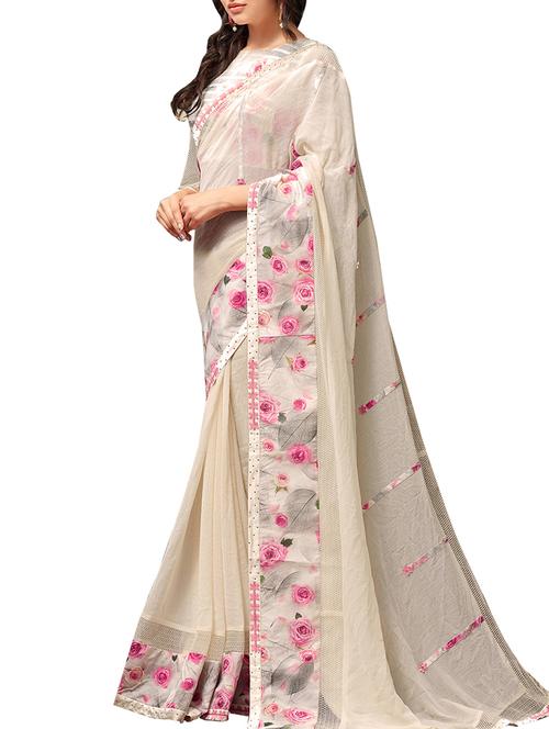 floral printed saree - 15846847 - Very Small Image - 1
