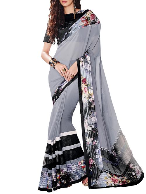 floral printed saree - 15846848 - Very Small Image - 1