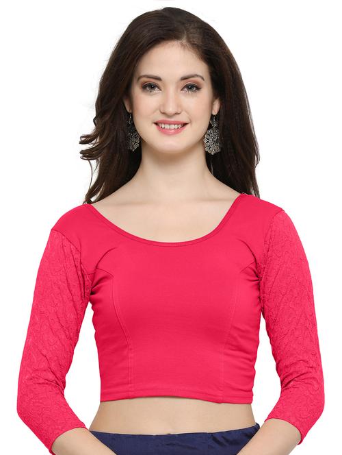 net sleeved solid blouse - 15846888 - Very Small Image - 1