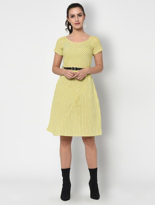 belted striped a-line dress - 15846935 - Very Small Image - 1