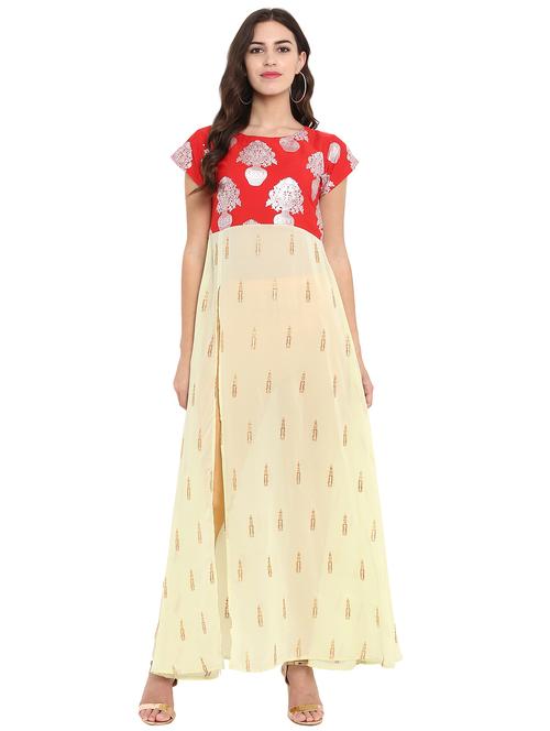 high slit foil print kurta - 15847002 - Very Small Image - 1