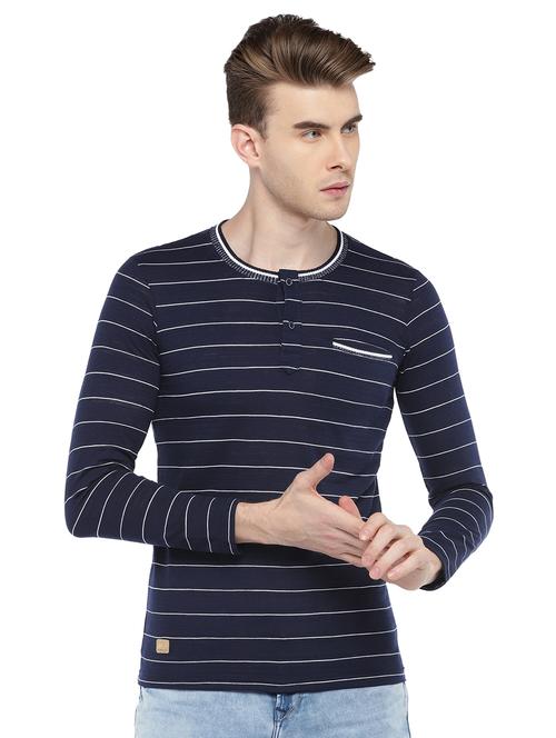 navy blue striped pocket t-shirt - 15847321 - Very Small Image - 1