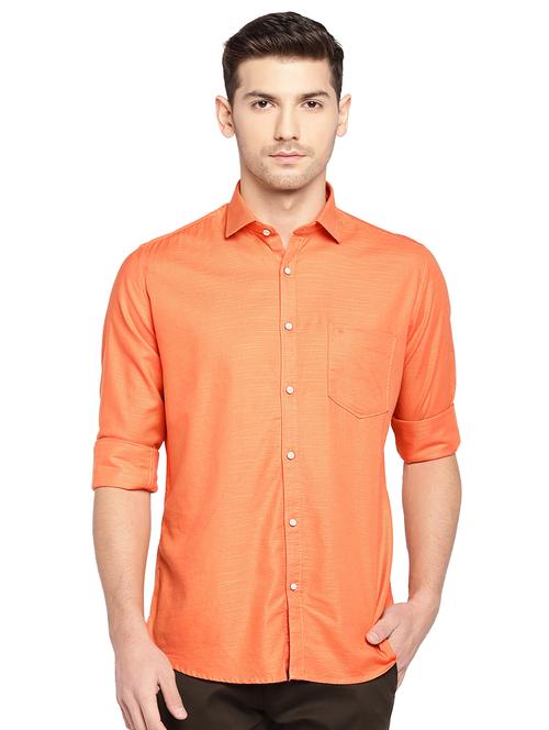 orange solid casual shirt - 15847398 - Very Small Image - 1