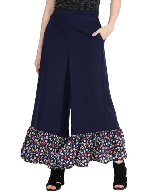 ruffled floral hem palazzo - 15847416 - Very Small Image - 1