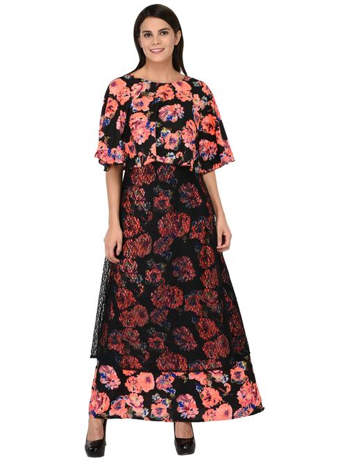 floral lace overlay maxi dress - 15847995 - Very Small Image - 1