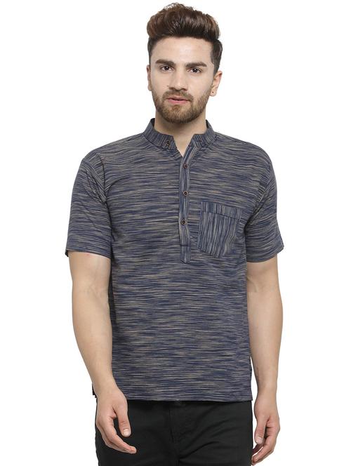 dark blue cotton short kurta - 15848956 - Very Small Image - 1