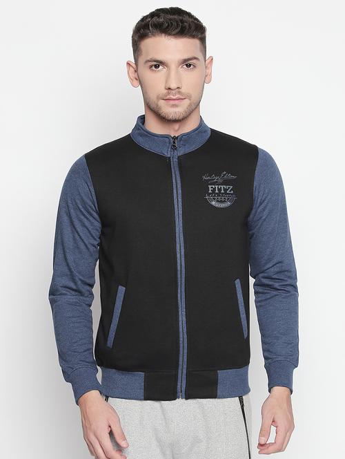 black color block cut & sew casual jacket - 15848998 - Very Small Image - 1