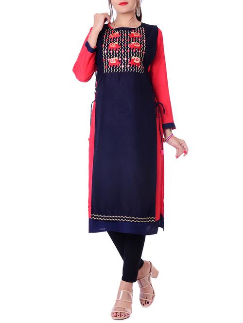 embroidered straight kurta - 15849110 - Very Small Image - 1