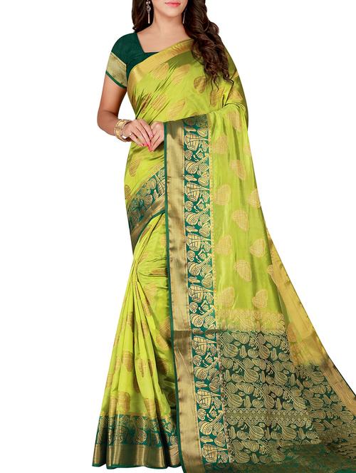 zari motif jacquard weave saree with blouse - 15849496 - Very Small Image - 1