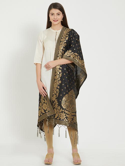black silk dupatta - 15849989 - Very Small Image - 1
