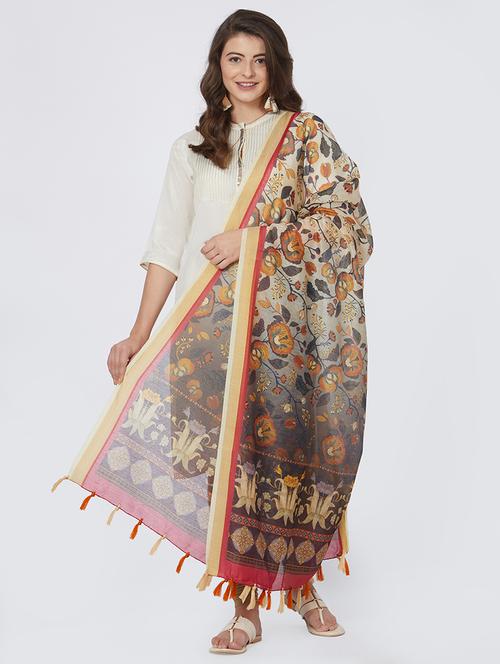 floral printed chanderi dupatta - 15850002 - Very Small Image - 1