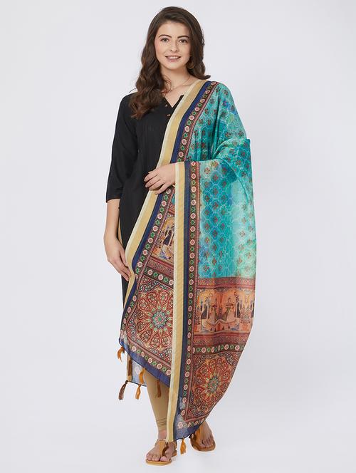 ethnic motif printed chanderi dupatta - 15850009 - Very Small Image - 1