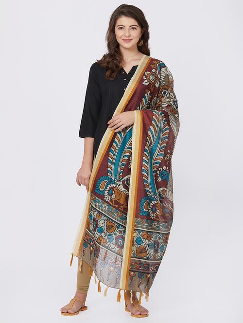 ethnic motif printed chanderi dupatta - 15850014 - Very Small Image - 1