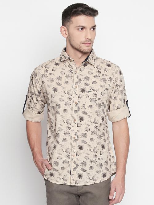 brown printed casual shirt - 15850082 - Very Small Image - 1