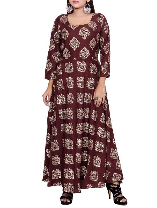 foil print a-line dress - 15850392 - Very Small Image - 1