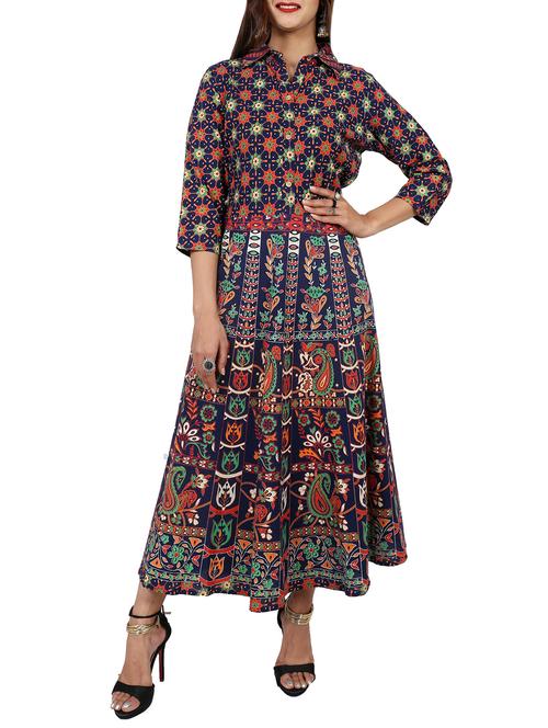 printed flared kurta - 15850398 - Very Small Image - 1