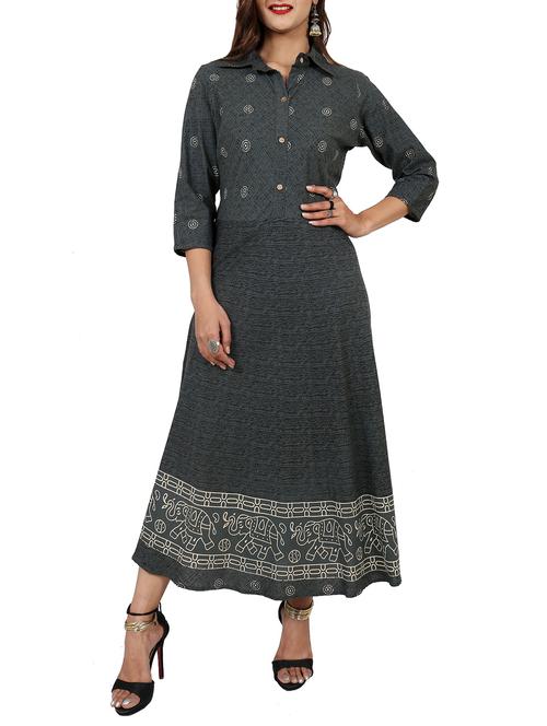 printed flared kurta - 15850399 - Very Small Image - 1