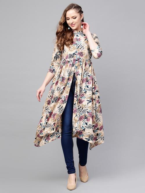 high slit floral kurta - 15850418 - Very Small Image - 1