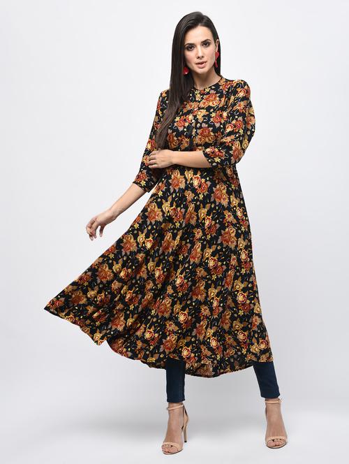 flared floral kurta - 15850576 - Very Small Image - 1