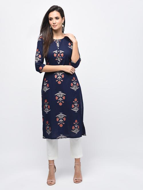 straight printed kurta - 15850581 - Very Small Image - 1