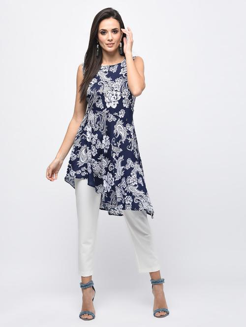 printed assymetric kurta - 15850586 - Very Small Image - 1