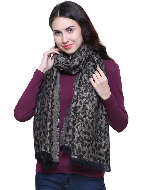 fringe detail animal print stole - 15851174 - Very Small Image - 1