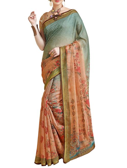 floral printed saree with blouse - 15851330 - Very Small Image - 1
