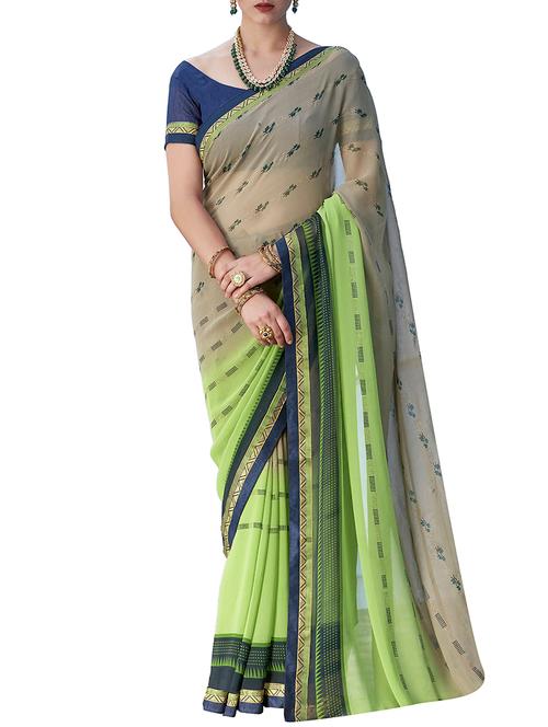 floral printed saree with blouse - 15851343 - Very Small Image - 1