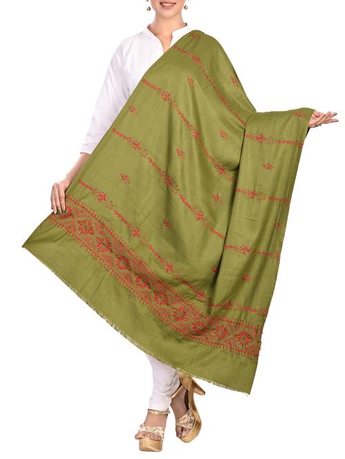 embroidered wool blend shawl - 15851757 - Very Small Image - 1