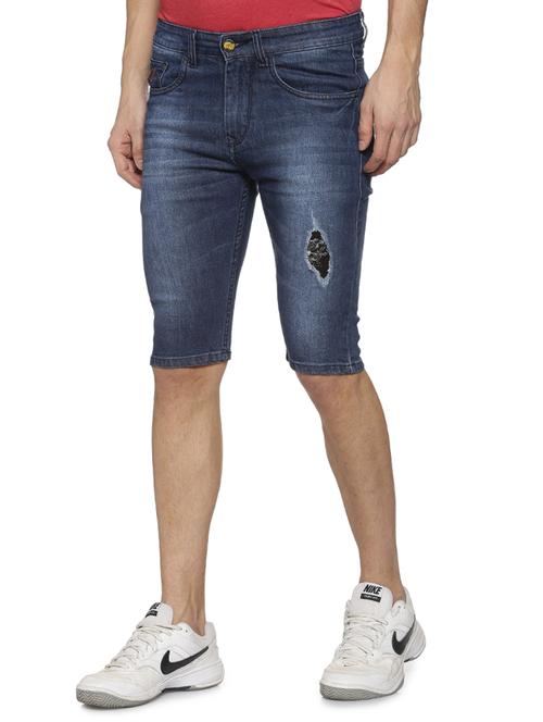 blue washed ripped denim shorts - 15852024 - Very Small Image - 1
