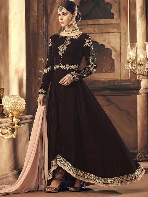 floral embroidered semi-stitched suit - 15852348 - Very Small Image - 1